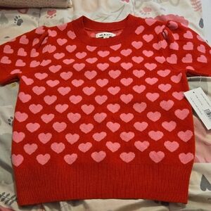 Kids Heart Pattern Sweater - Red and Pink